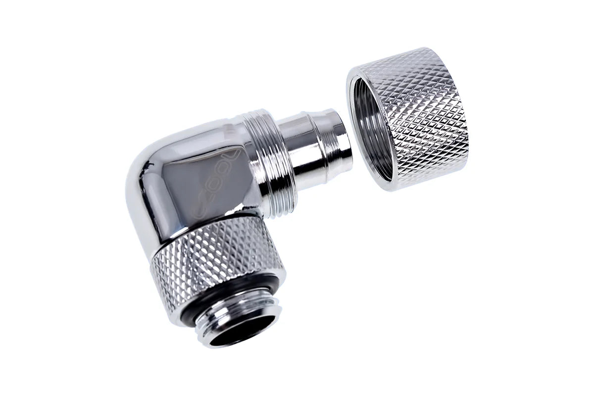 Alphacool Eiszapfen 13/10mm screw-on nozzle 90° rotatable G1/4 - Chrome