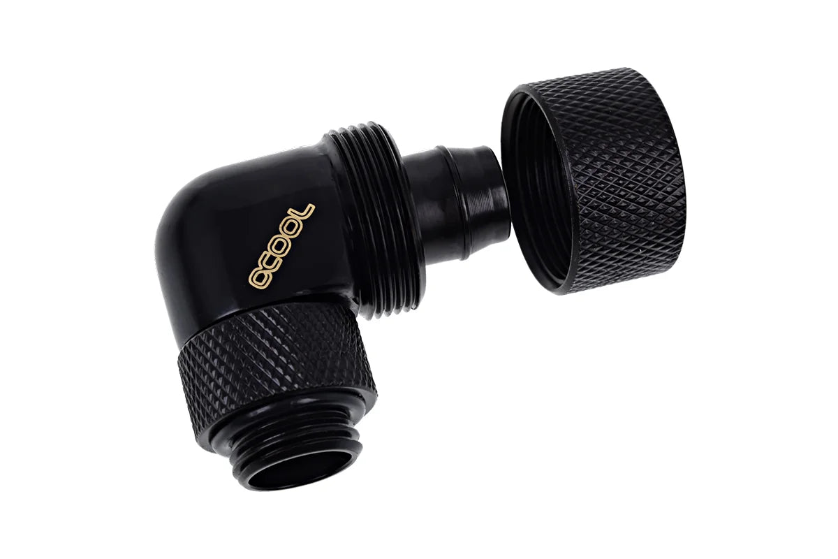 Alphacool Eiszapfen 16/10mm screw-on nozzle 90° rotatable G1/4 - Deep Black