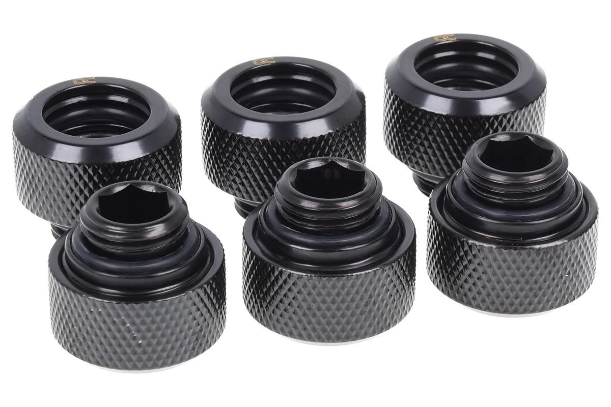Alphacool Eiszapfen 13mm HardTube screw-on nozzle G1/4 - Deep Black Sixpack