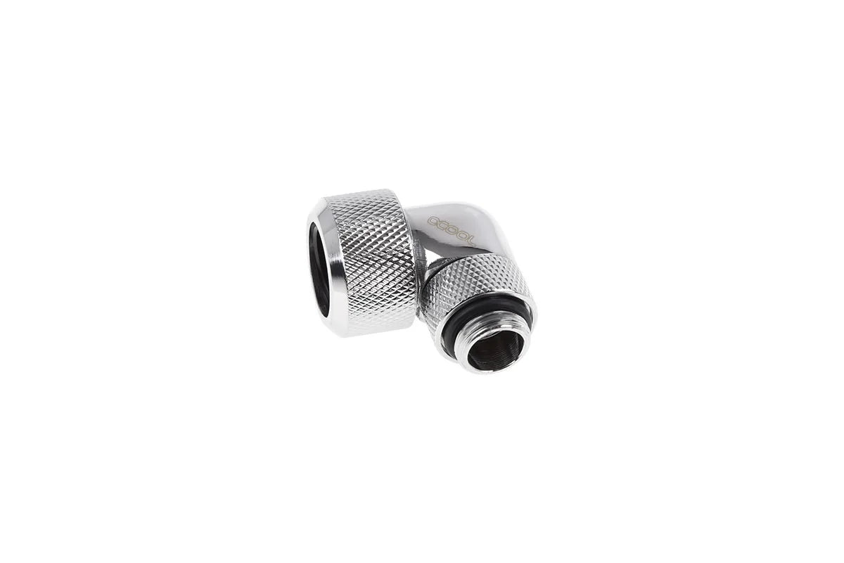 Alphacool Eiszapfen 16mm HardTube screw-on nozzle 90° rotatable G1/4 - Chrome