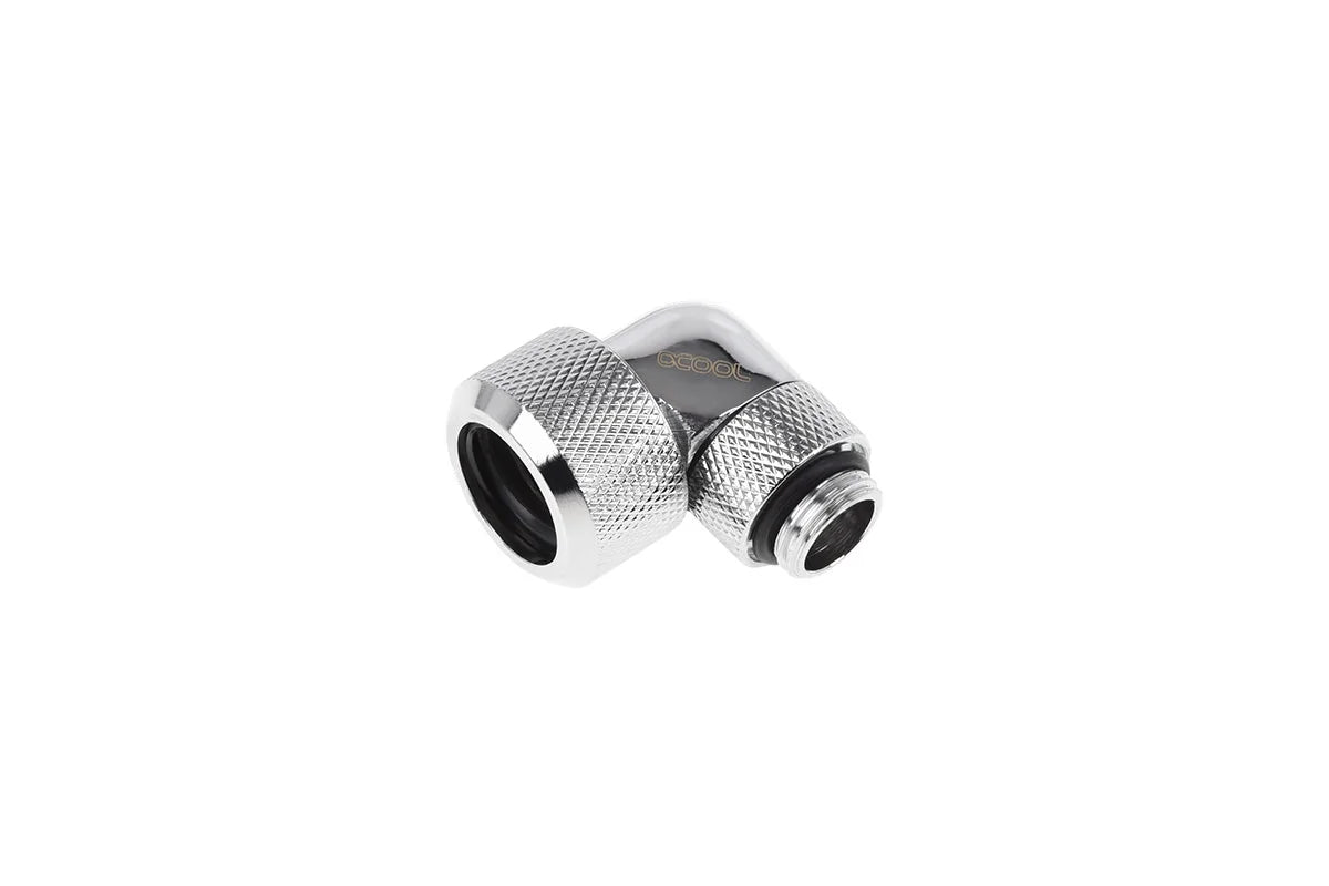 Alphacool Eiszapfen 16mm HardTube screw-on nozzle 90° rotatable G1/4 - Chrome