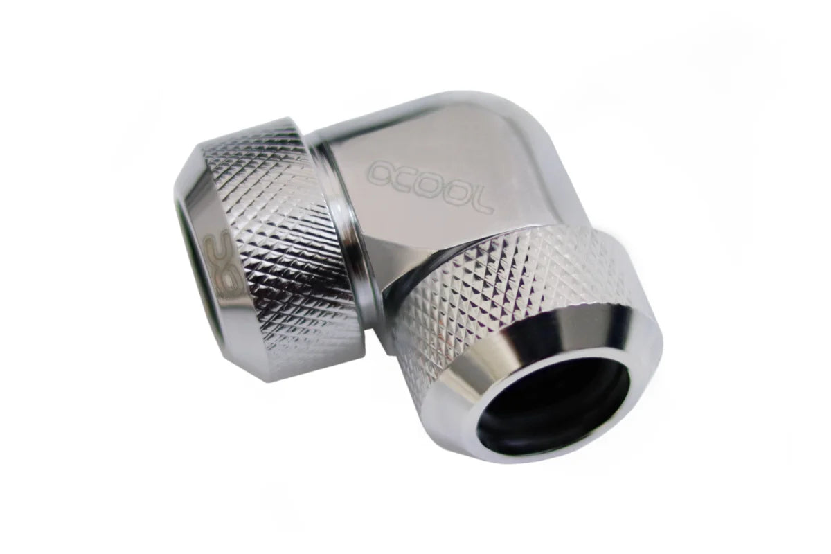 Alphacool Eiszapfen 13mm HardTube screw-on nozzle 90° L-connector acrylic brass tubes - Chrome