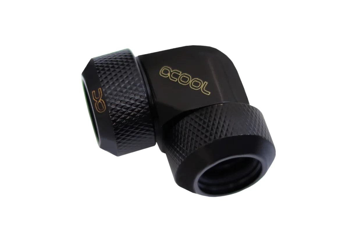 Alphacool Eiszapfen 13mm HardTube screw-on nozzle 90° L-connector acrylic brass tubes - Deep Black