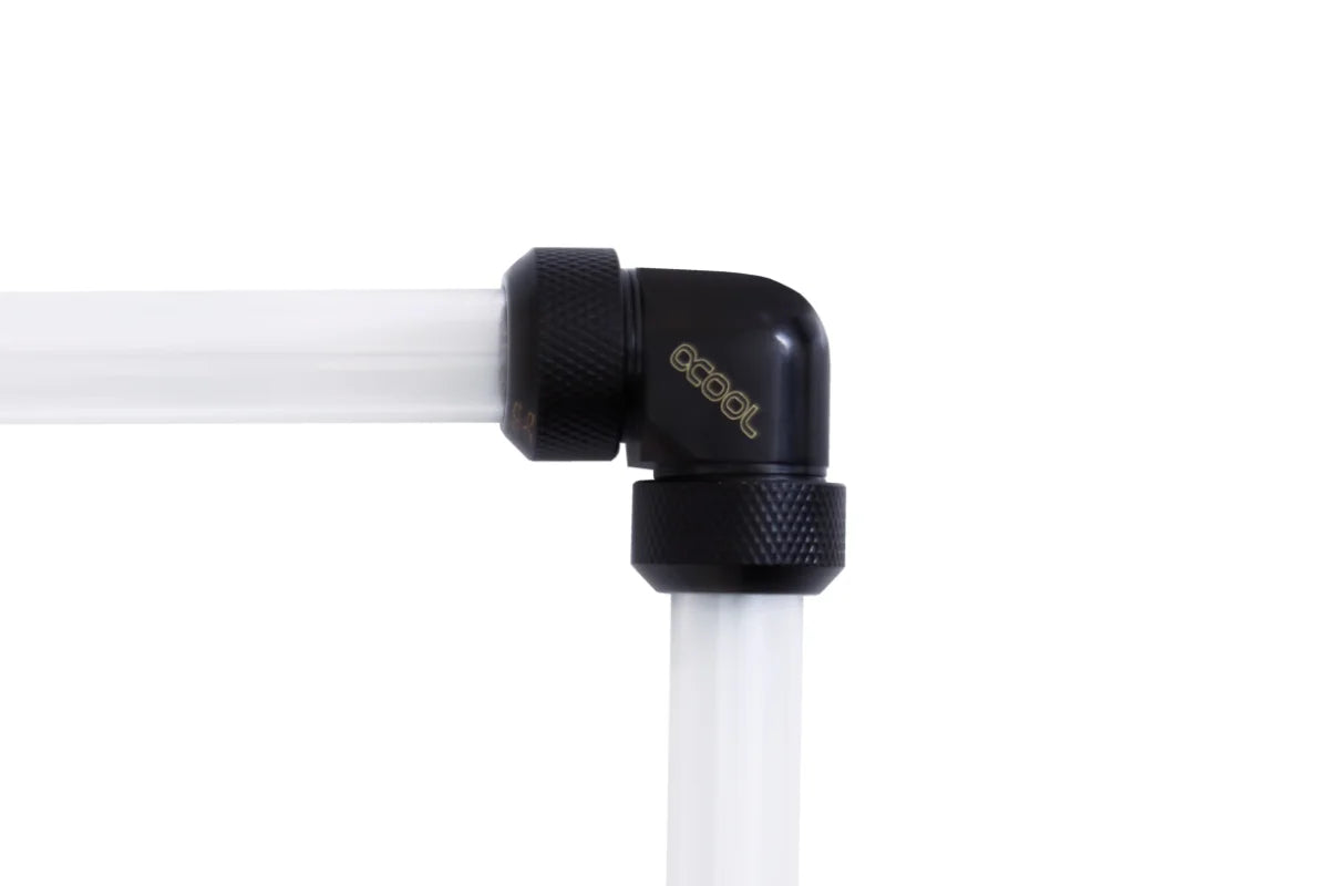Alphacool Eiszapfen 13mm HardTube screw-on nozzle 90° L-connector acrylic brass tubes - Deep Black