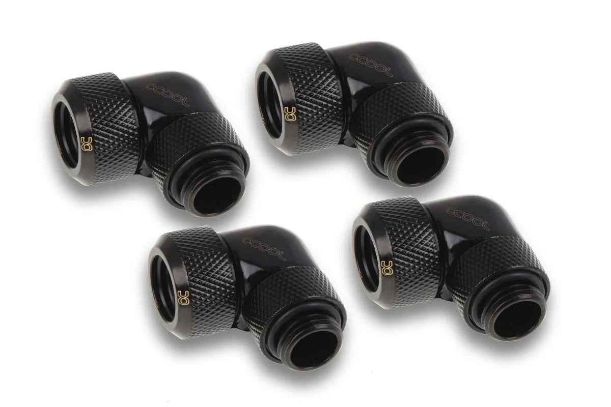 Alphacool Eiszapfen 13mm HardTube screw-on nozzle 90° rotatable G1/4 for acrylic/brass tubes - 4pcs
