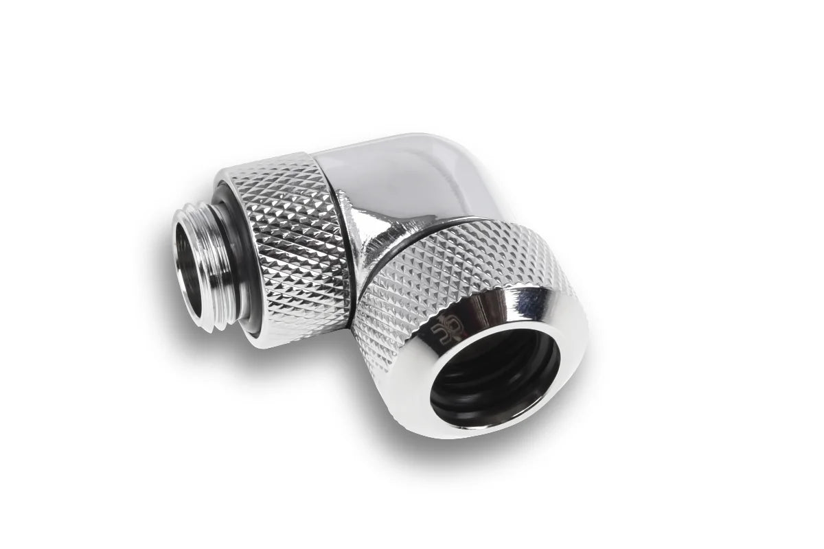 Alphacool Eiszapfen 13mm HardTube compression fitting 90° rotatable G1/4 for Acryl/Brass tubes - 4pcs Set Chrome