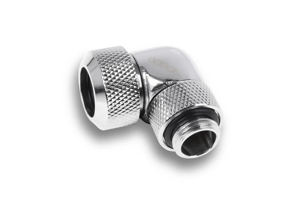 Alphacool Eiszapfen 13mm HardTube compression fitting 90° rotatable G1/4 for Acryl/Brass tubes - 4pcs Set Chrome