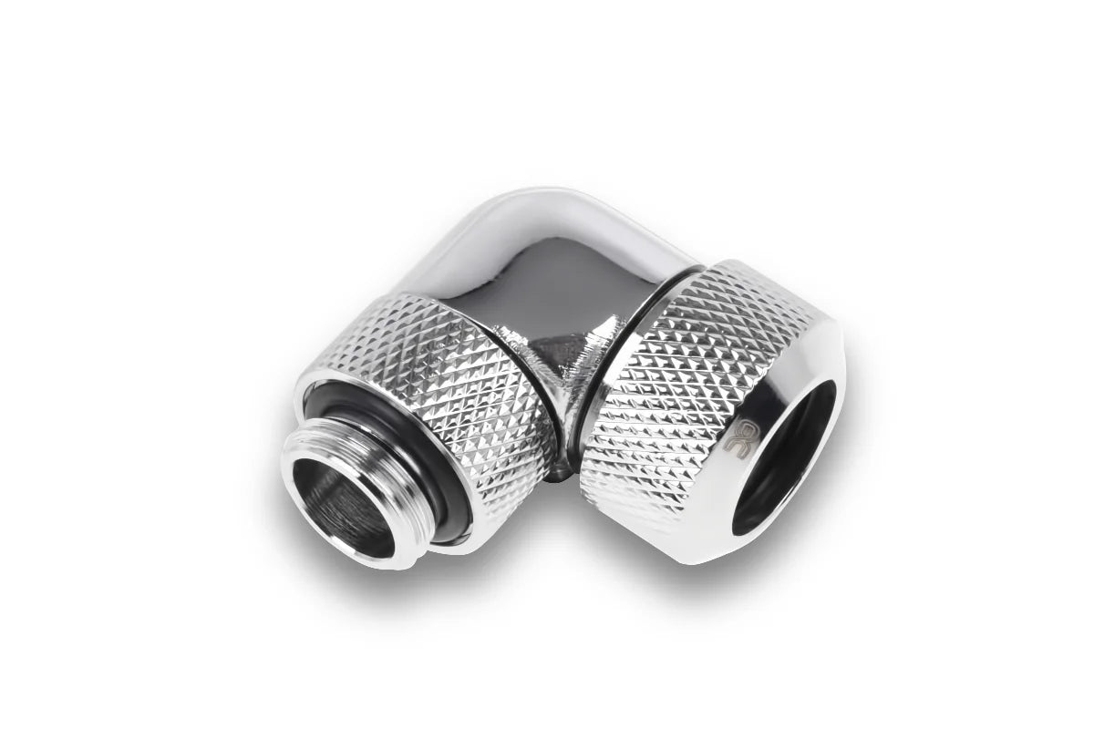 Alphacool Eiszapfen 13mm HardTube compression fitting 90° rotatable G1/4 for Acryl/Brass tubes - 4pcs Set Chrome