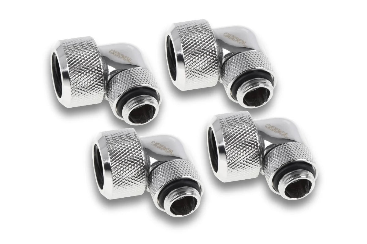 Alphacool Eiszapfen 16mm HardTube screw-on nozzle 90° rotatable G14 for acrylicbrass tubes - 4pcs Chrome