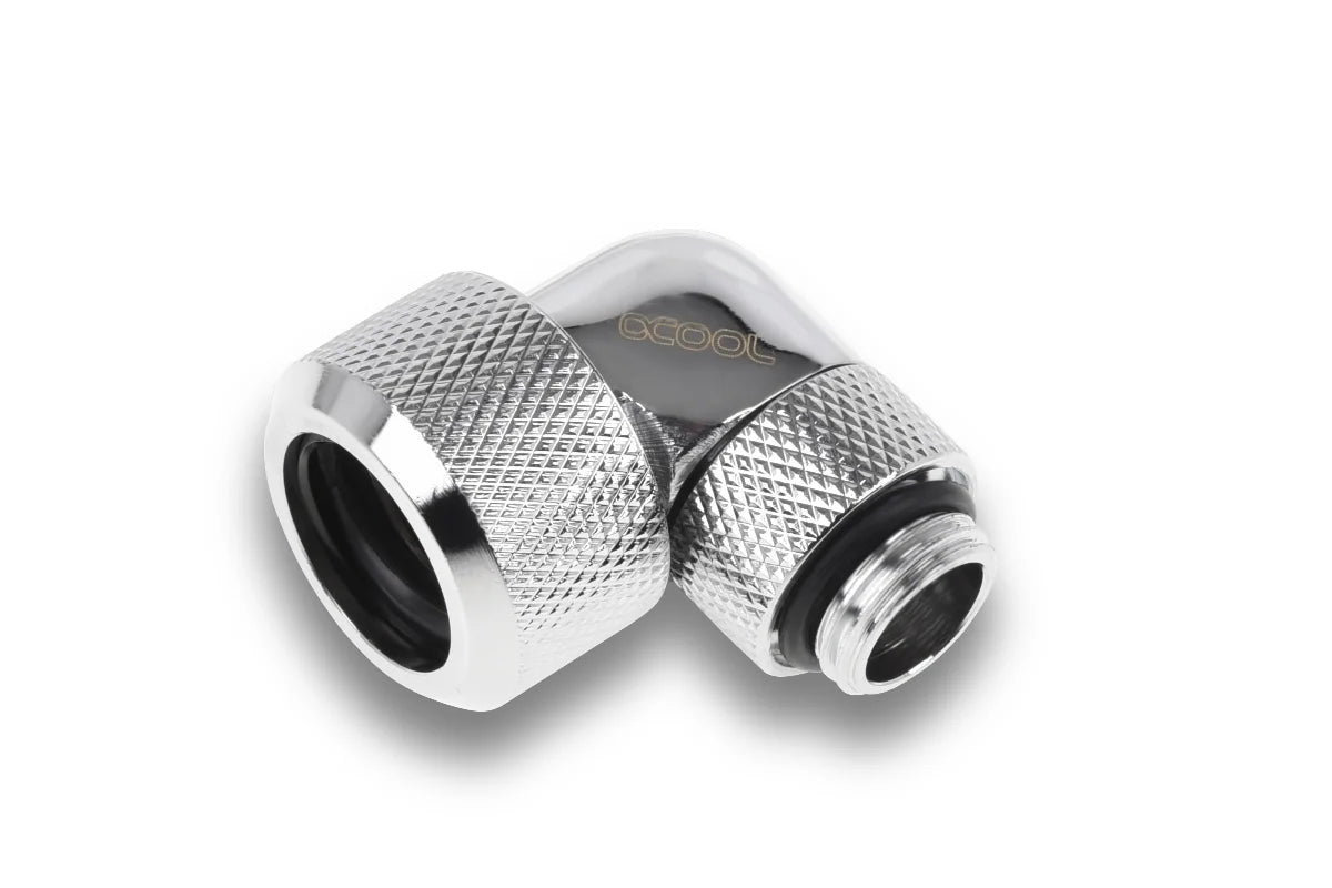 Alphacool Eiszapfen 16mm HardTube screw-on nozzle 90° rotatable G14 for acrylicbrass tubes - 4pcs Chrome