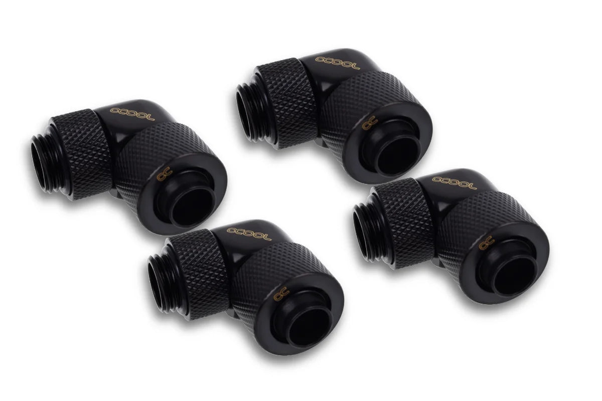 Alphacool Eiszapfen 13/10mm screw-on nozzle 90° rotatable G1/4 - 4pcs Set Deep Black