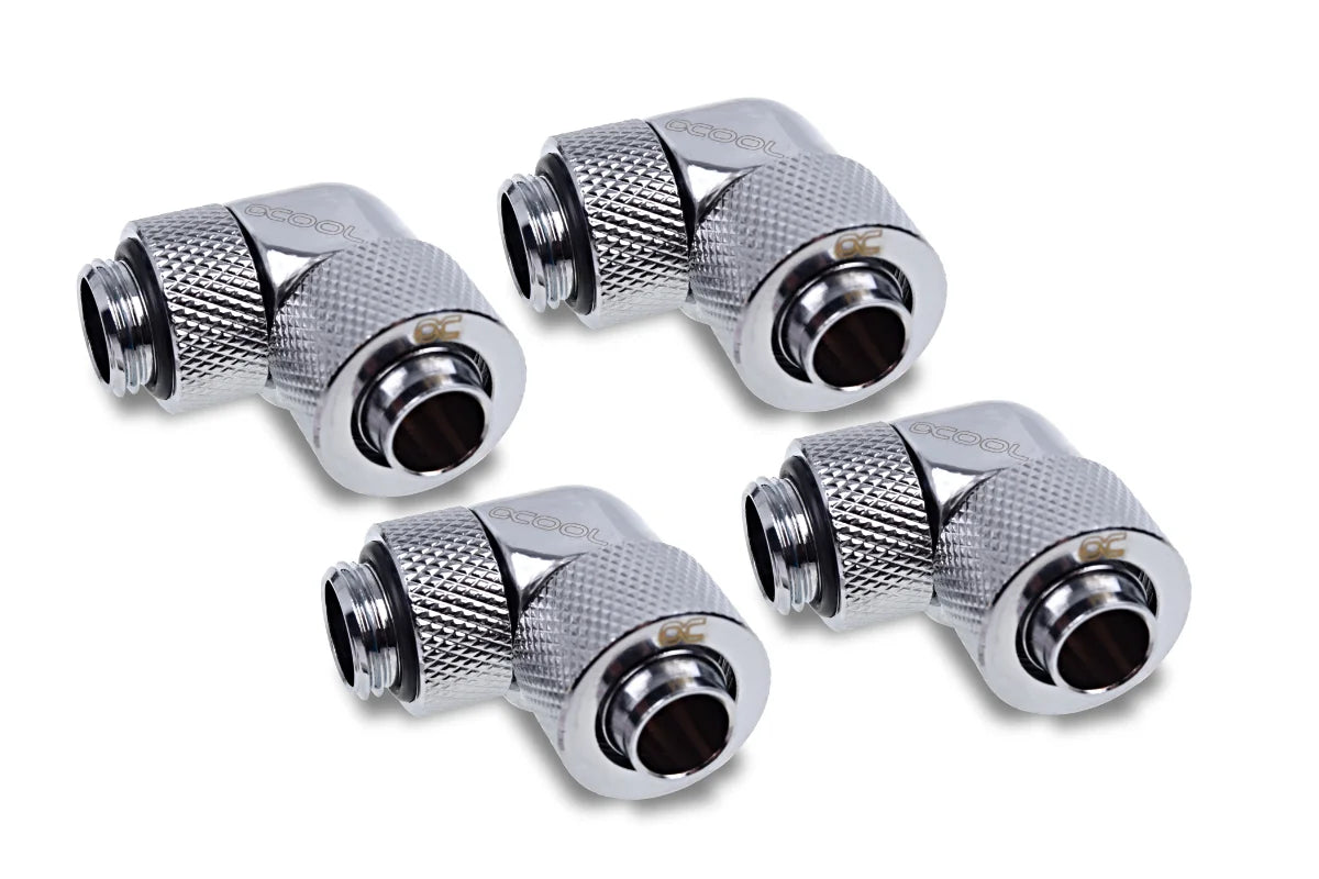 Alphacool Eiszapfen 13/10mm screw-on nozzle 90° rotatable G1/4 - 4pcs Set Chrome