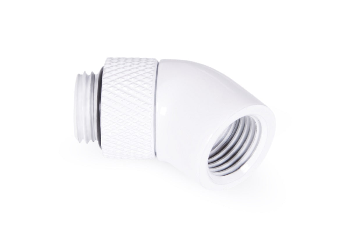 Alphacool Eiszapfen angled adaptor 45° rotatable G1/4 outer thread to G1/4 ínner thread - White