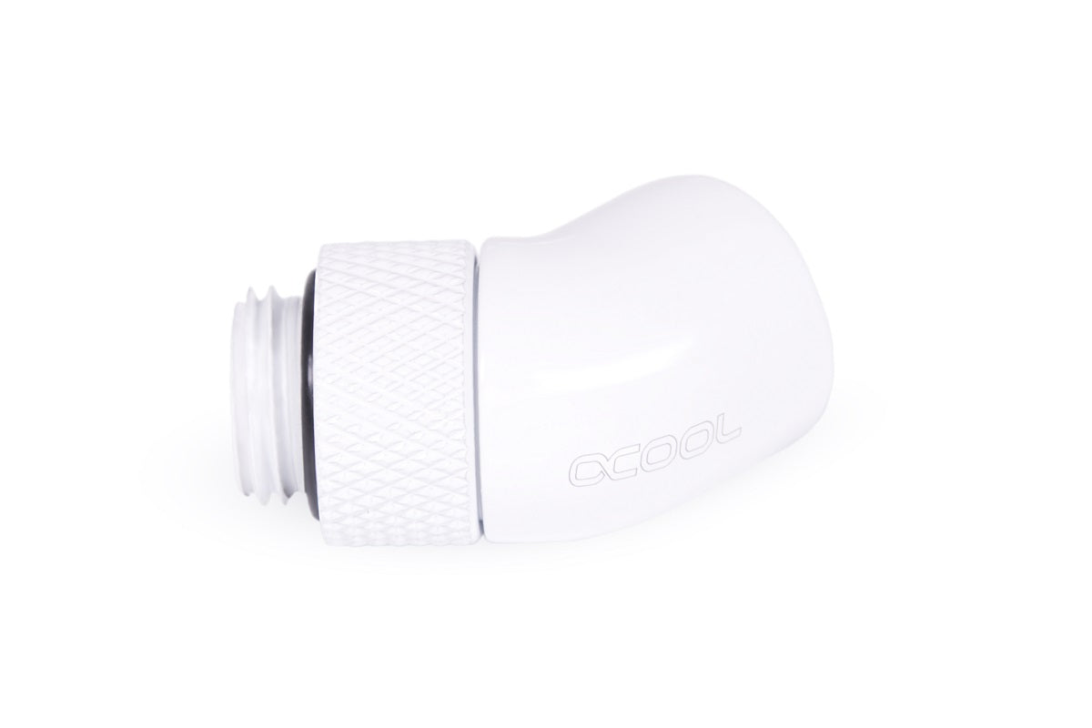 Alphacool Eiszapfen angled adaptor 45° rotatable G1/4 outer thread to G1/4 ínner thread - White