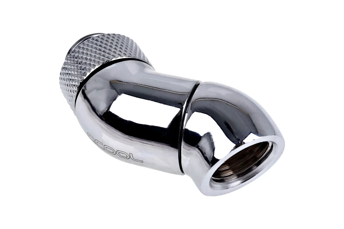 Alphacool Eiszapfen angle adapter double 45° rotatable G1/4 AG to G1/4 IG - Chrome