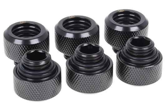Alphacool Eiszapfen 13mm HardTube screw-on nozzle G1/4 - Deep Black Sixpack