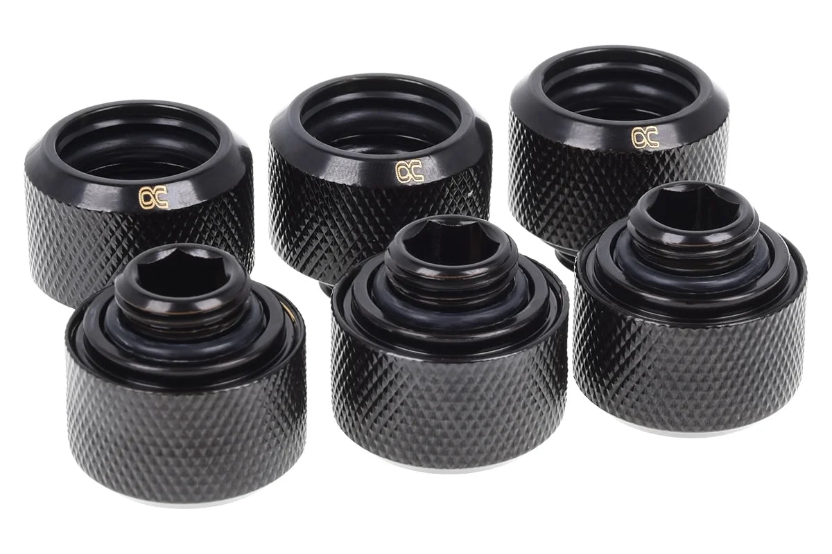 Alphacool Eiszapfen 16mm HardTube screw-on nozzle G1/4 - Deep Black Sixpack