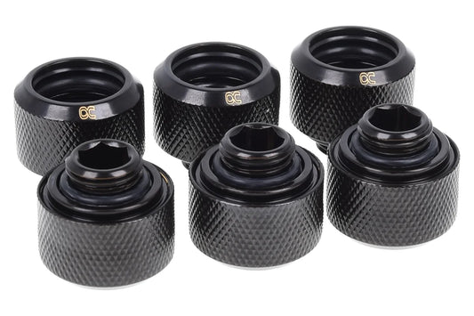 Alphacool Eiszapfen 16mm HardTube screw-on nozzle G1/4 - Deep Black Sixpack