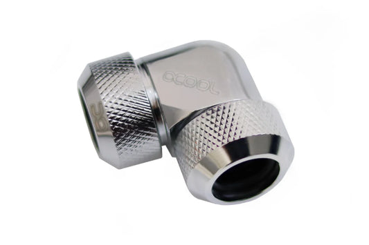 Alphacool Eiszapfen 13mm HardTube screw-on nozzle 90° L-connector acrylic brass tubes - Chrome