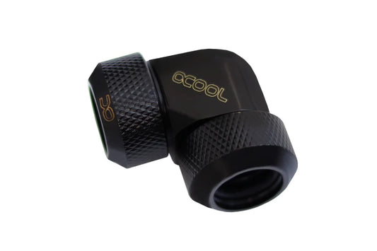 Alphacool Eiszapfen 13mm HardTube screw-on nozzle 90° L-connector acrylic brass tubes - Deep Black