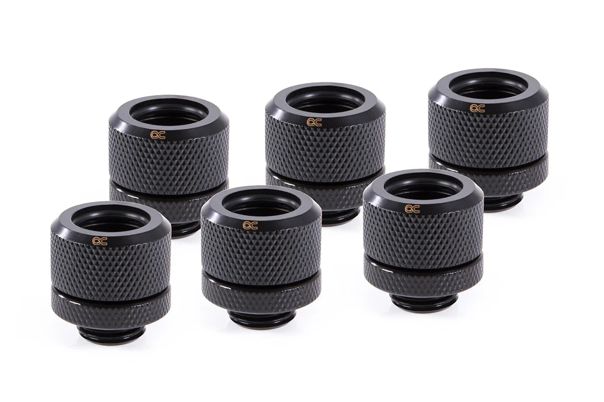 Alphacool Eiszapfen 14mm HardTube compression fitting G1/4 - knurled - deep black sixpack