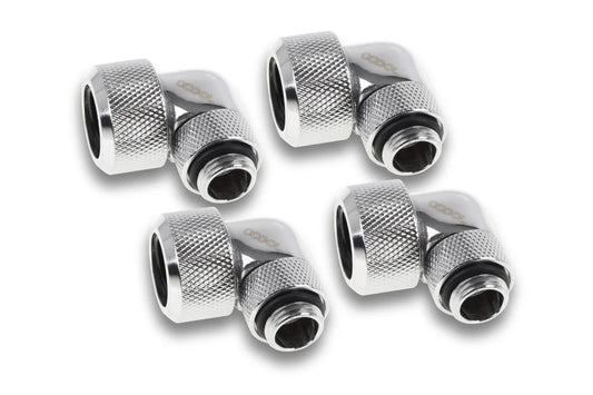 Alphacool Eiszapfen 16mm HardTube screw-on nozzle 90° rotatable G14 for acrylicbrass tubes - 4pcs Chrome