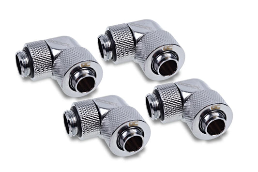 Alphacool Eiszapfen 13/10mm screw-on nozzle 90° rotatable G1/4 - 4pcs Set Chrome