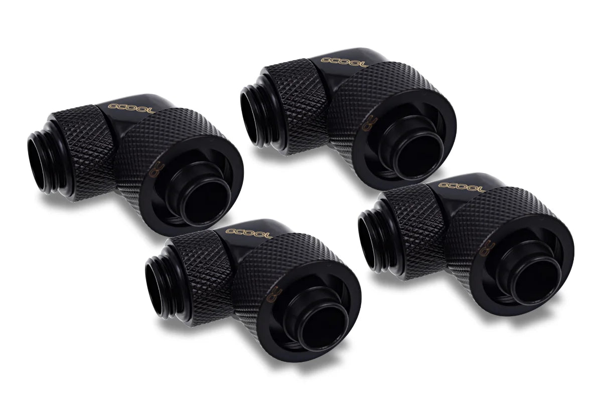 Alphacool Eiszapfen 16/10mm screw-on nozzle 90° rotatable G1/4 - 4pcs Set Deep Black
