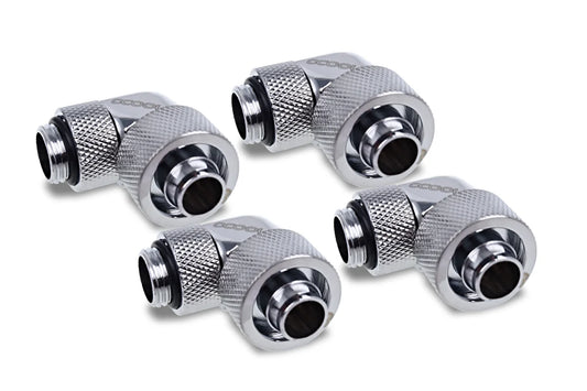 Alphacool Eiszapfen 16/10mm screw-on nozzle 90° rotatable G1/4 - 4pcs Set Chrome