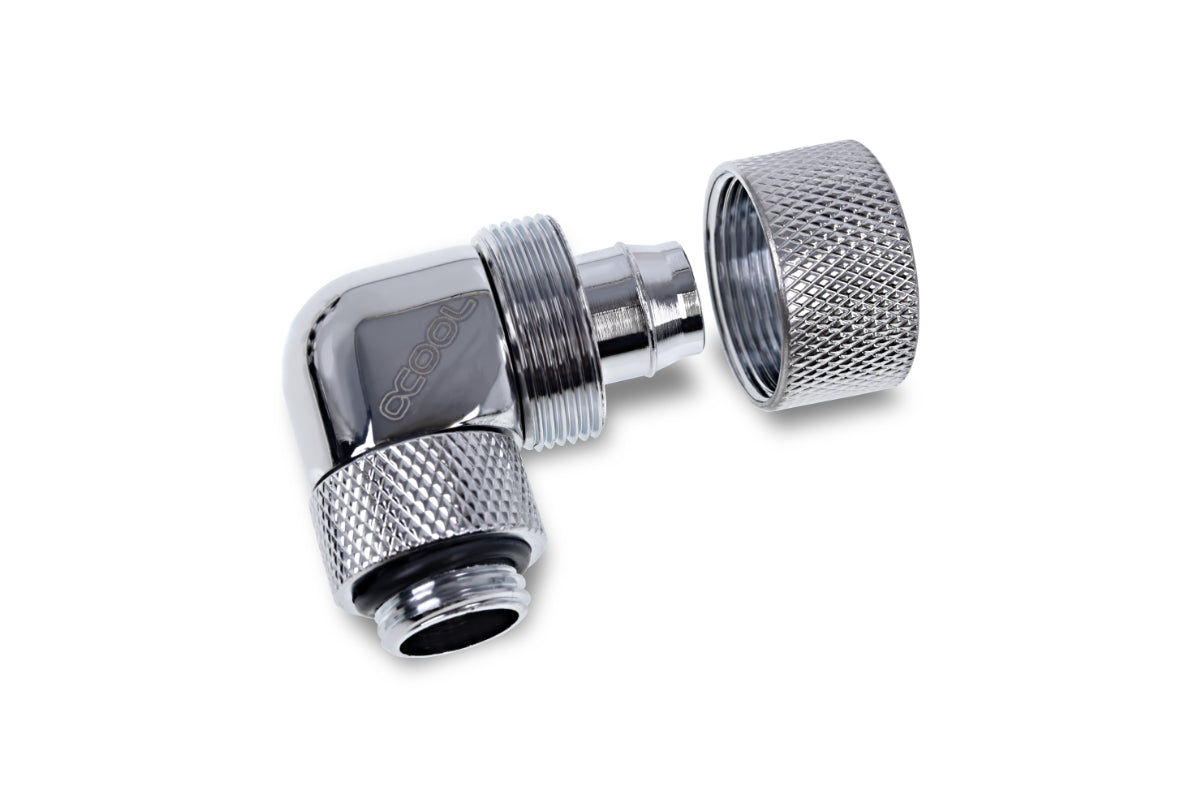 Alphacool Eiszapfen 16/10mm screw-on nozzle 90° rotatable G1/4 - 4pcs Set Chrome