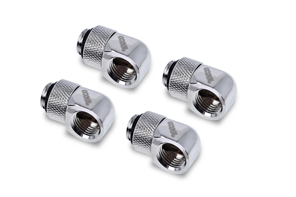Alphacool Eiszapfen L-connector rotatable G1/4 AG to G1/4 IG - 4pcs Set Chrome