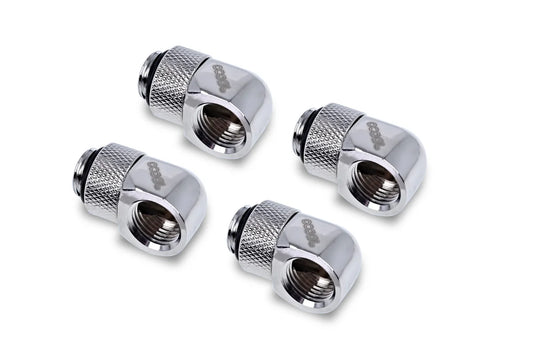 Alphacool Eiszapfen L-connector rotatable G1/4 AG to G1/4 IG - 4pcs Set Chrome