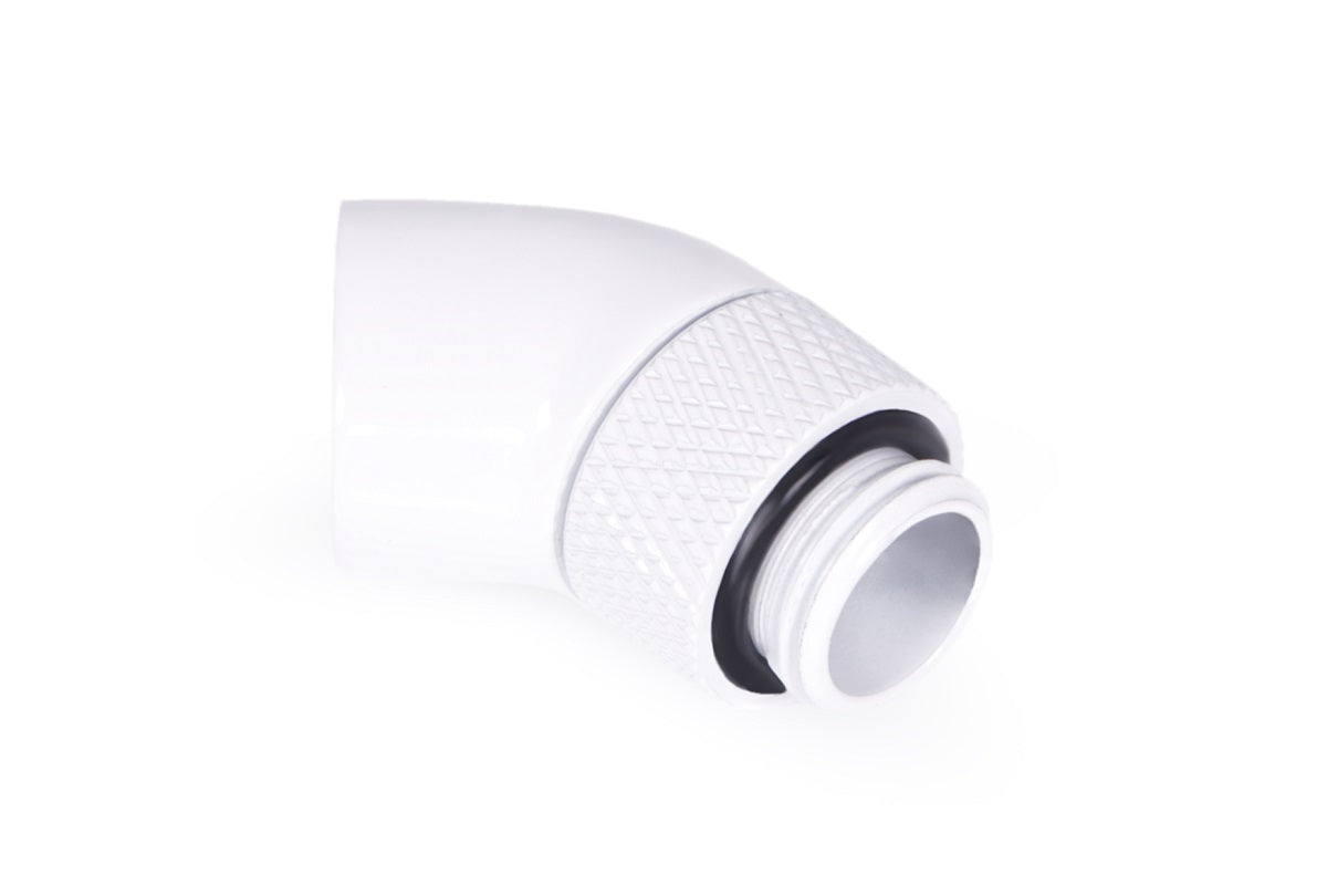 Alphacool Eiszapfen angled adaptor 45° rotatable G1/4 outer thread to G1/4 ínner thread - White