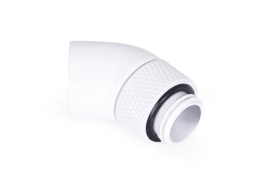 Alphacool Eiszapfen angled adaptor 45° rotatable G1/4 outer thread to G1/4 ínner thread - White